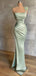 Sage Mermaid One Shoulder Cheap Long Prom Dresses,Evening Party Dresses,12871