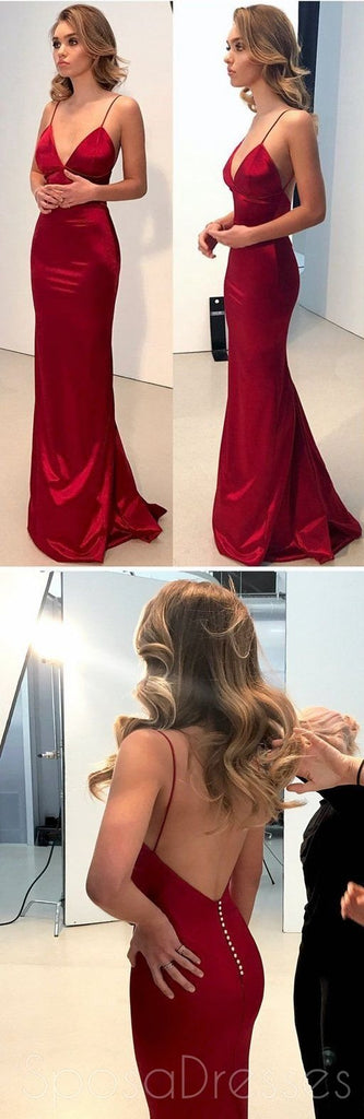 Φτηνός Απλή Backless Σκούρο Κόκκινο Γοργόνα Καιρό το Κόμμα Βραδιού Prom Φορέματα, 175200