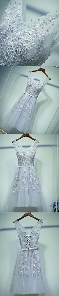 Renda cinzenta V Decote Vestidos De Baile de finalistas, Espartilho Acessível Vestidos De Baile De Finalistas, vestidos perfeitos para o baile de finalistas, CM258