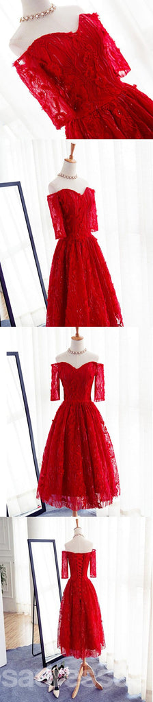 Manga longa Vermelho de Laço Frisado Baile Vestidos de Baile, Acessível, de Festa Curto Vestidos de Baile, Regresso a casa Perfeita Vestidos, CM266