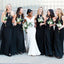 Halter Custom Chiffon Long Black Bridesmaid Dresses, WG225