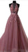 Halter Dusty Red See Through A line Lace Long Custom βραδινά φορέματα Prom, 17408
