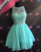 Μέντα Πράσινο Σιφόν Beaded Short homecoming prom φορέματα, Έθιμο Φορέματα Κοκτέιλ CM0013