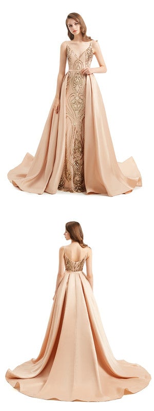 Querida pescoço ouro lantejoulas uma linha barato longo Evening Prom Dresses, Evening Party Prom Dresses, 12350