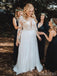 Long Sleeves Chiffon Beach Plus Size Wedding Dresses Online, Cheap Bridal Dresses, WD649