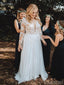 Long Sleeves Chiffon Beach Plus Size Wedding Dresses Online, Cheap Bridal Dresses, WD649