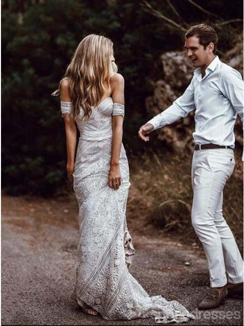 Αγαπημένη Lace Mermaid Γάμο Φορέματα Σε Απευθείας Σύνδεση, Φθηνά Δαντέλα Νυφικά Φορέματα, WD460