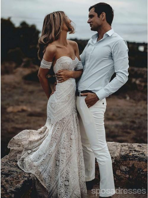 Αγαπημένη Lace Mermaid Γάμο Φορέματα Σε Απευθείας Σύνδεση, Φθηνά Δαντέλα Νυφικά Φορέματα, WD460