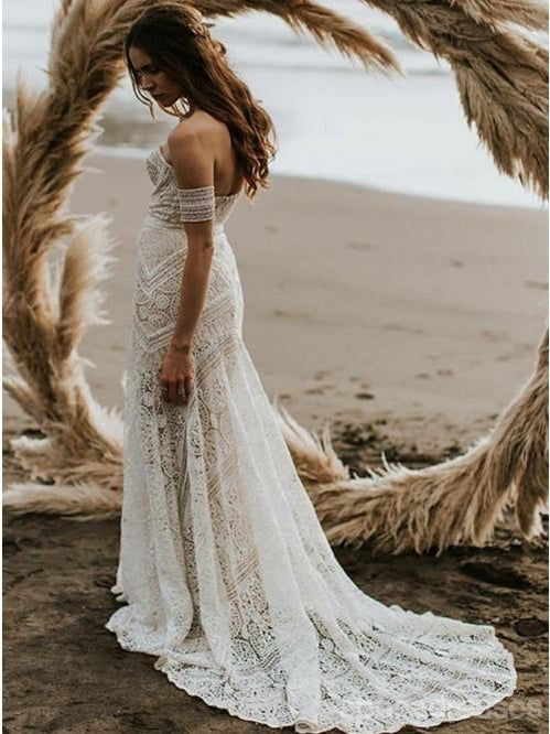 Αγαπημένη Lace Mermaid Γάμο Φορέματα Σε Απευθείας Σύνδεση, Φθηνά Δαντέλα Νυφικά Φορέματα, WD460