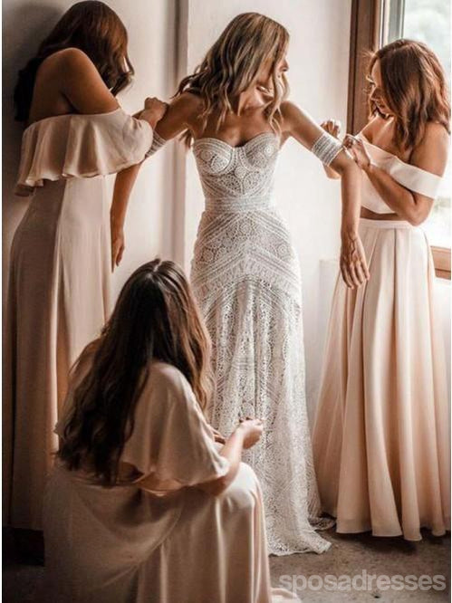 Αγαπημένη Lace Mermaid Γάμο Φορέματα Σε Απευθείας Σύνδεση, Φθηνά Δαντέλα Νυφικά Φορέματα, WD460