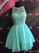Μέντα Πράσινο Σιφόν Beaded Short homecoming prom φορέματα, Έθιμο Φορέματα Κοκτέιλ CM0013