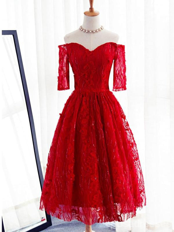 Manga longa Vermelho de Laço Frisado Baile Vestidos de Baile, Acessível, de Festa Curto Vestidos de Baile, Regresso a casa Perfeita Vestidos, CM266