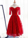 Manga longa Vermelho de Laço Frisado Baile Vestidos de Baile, Acessível, de Festa Curto Vestidos de Baile, Regresso a casa Perfeita Vestidos, CM266