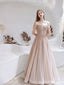 Querida pescoço ouro lantejoulas uma linha barato longo Evening Prom Dresses, Evening Party Prom Dresses, 12350
