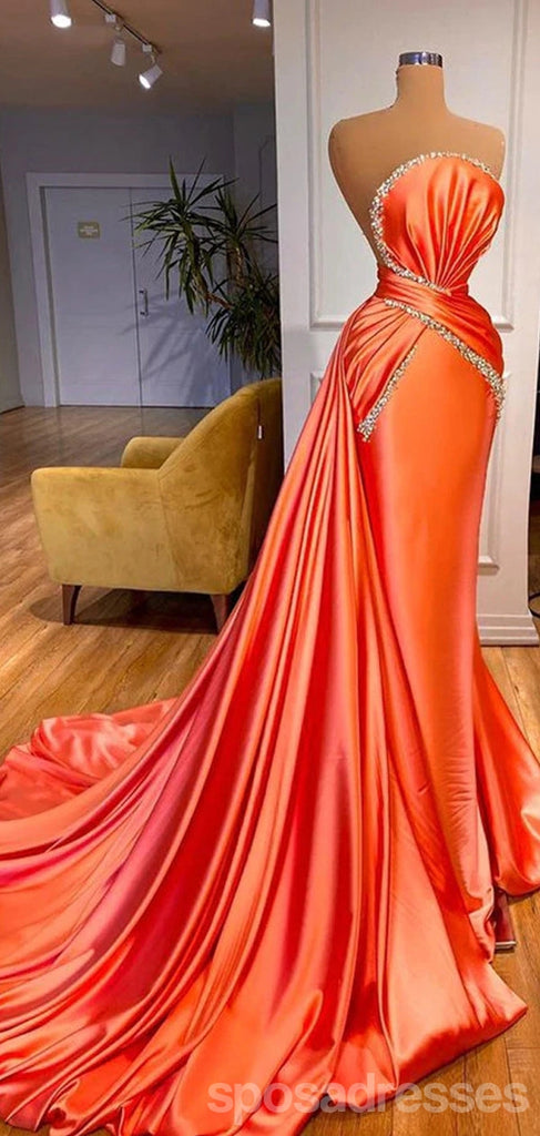 Orange Mermaid Sweetheart Cheap Long Prom Dresses,Evening Party Dresses,12894