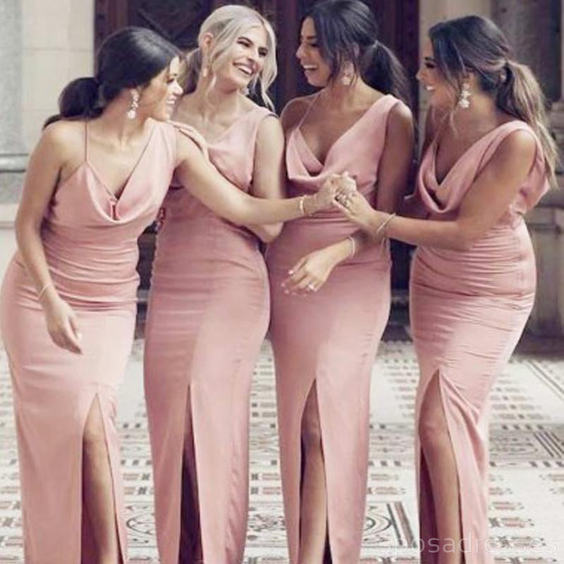 Σέξι Pink Mermaid Side Slit Long Bridessaid Dresses Online, WG301