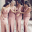 Σέξι Pink Mermaid Side Slit Long Bridessaid Dresses Online, WG301