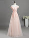 Pale Pink Off Shoulder Lace A-line Long Evening Prom Dresses, Cheap Sweet 16 Dresses, 18352