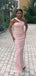 Pink Mermaid One Shoulder Cheap Long Bridesmaid Dresses,WG1492