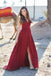2018 Popular Vermelho de Pescoço de V Fenda Personalizado Longa Noite Vestidos de Baile, 17715