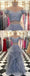 Two Pieces Off Shoulder Grey Beaded Custom Long Evening Prom Dresses, 17712