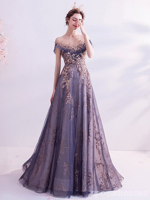 Querida pescoço ouro lantejoulas uma linha barato longo Evening Prom Dresses, Evening Party Prom Dresses, 12350