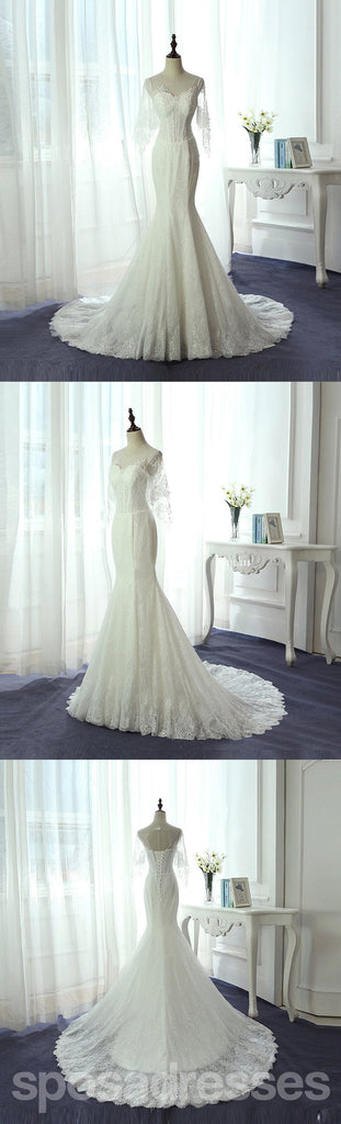 Manches longues en Dentelle Sirène Doux Cœur de Mariée Robes de Mariée, des Robes de Mariée, la Mariée à prix Abordable Robes de Mariée, WD237