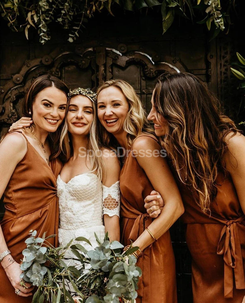 Cintas de espaguete Laranja Curto Vestidos de Dama de honra Online, Baratos Vestidos das Damas de honra, WG714