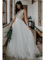 Simple Long Sleeveless A-line Handmade Lace Wedding Dresses Online,WD739
