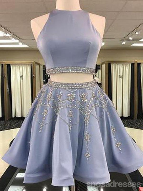 Γκρι Two Pieces Hatler Beaded Φτηνά Κοντά Φορέματα Homecoming 2018, CM555