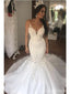 Sexy Long Mermaid Sleeveless V-neck Lace Wedding Dresses,WD774