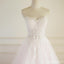 Dresses de mariage personnalisées à long pointe rose pâle sans sangle, WD308