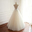 V Neck A-line Lace Long Custom Cheap Wedding Dresses, WD301