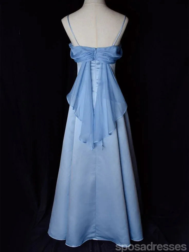 Elegant Blue A-line Spaghetti Straps Maxi Long Party Prom Dresses Ideas,Evening Gowns,13907