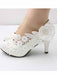 White high heel large size wedding shoes for women round toe wedding shoes