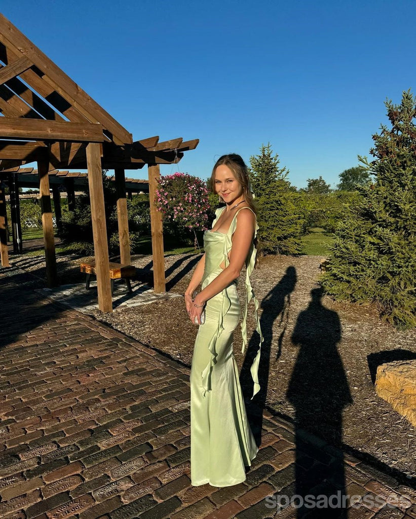 Pretty Green Mermaid Backless Long Party Prom Dresses Ideas,Evening Gowns,13729