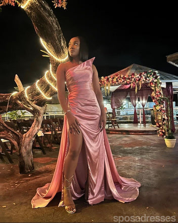 Mismatched Pink Mermaid Side Slit Maxi Long Bridesmaid Dresses,Party Dress, WG1906