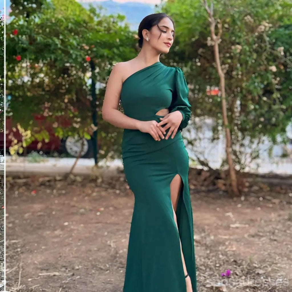 Sexy Green Mermaid One Shoulder Long Party Prom Dresses Ideas,Evening Gowns,13763