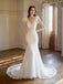 Gorgeous Mermaid Off White V-neck Maxi Long Handmade Lace Wedding Dresses,WD819