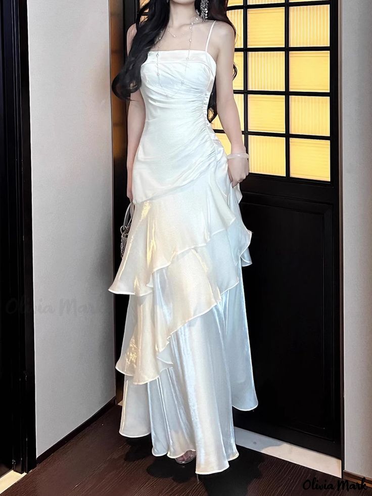 Gorgeous Ivory Spaghetti Straps Maxi Long Party Prom Dresses Ideas,Evening Gowns,13915