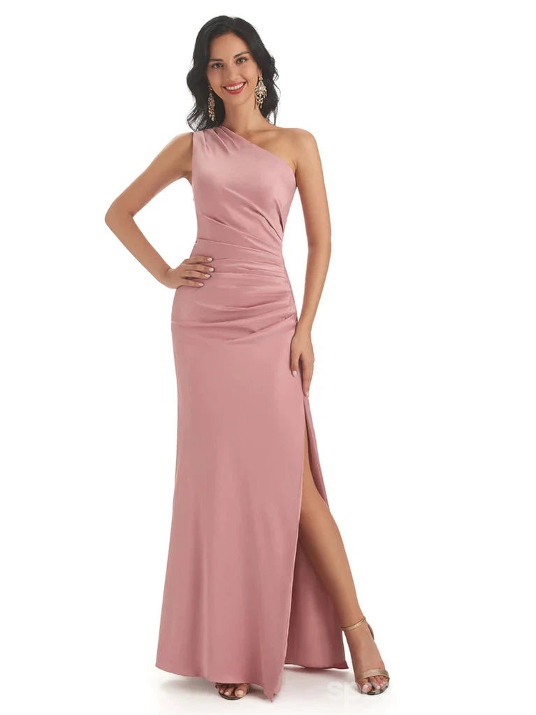 Vestidos de dama de honor largos baratos de Dusty Rose Cheap Sirena en línea, WG548