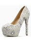 Women's Wedding Shoes Decorative Heel Wedding Heels Bridal Shoes With Beading