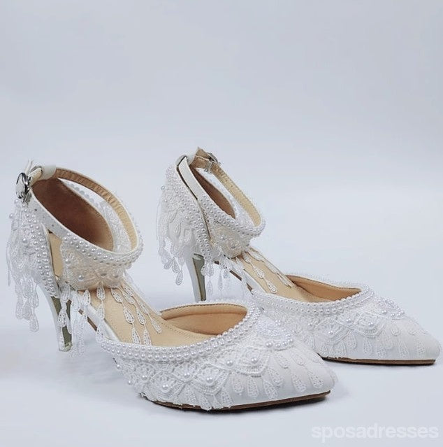 Women's Wedding Shoes Decorative Heel Wedding Heels Bridal Shoes With Beading