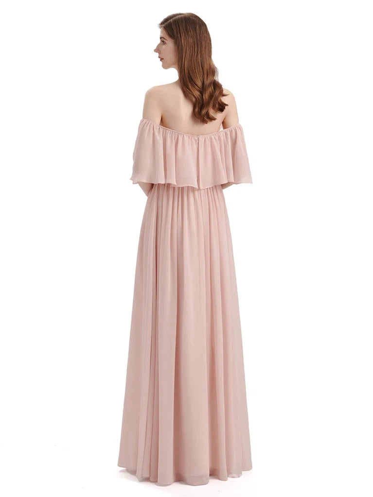 Light Blush Pink Chiffon baratos longos dama de honra vestidos on-line, WG293