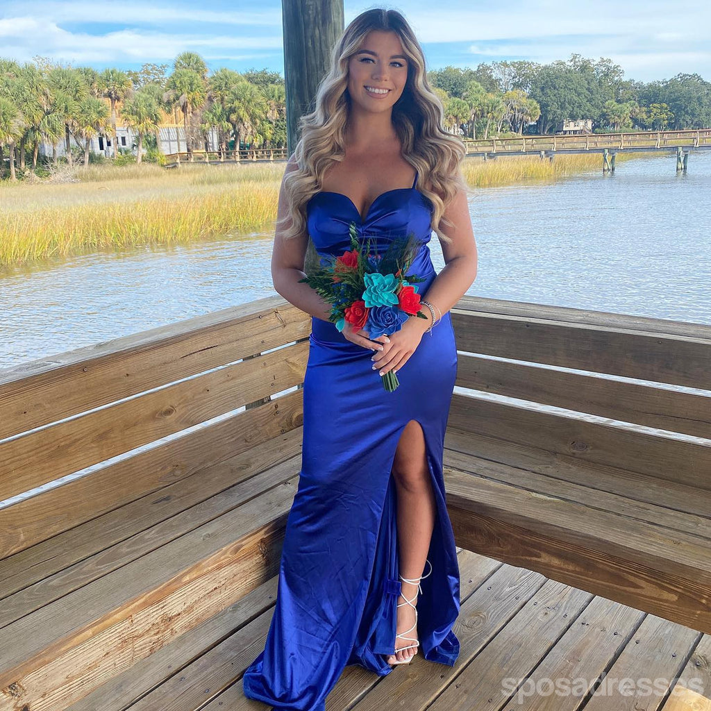 Sexy Royal Blue Mermaid Side Slit Long Party Prom Dresses Ideas,Evening Gowns,13815