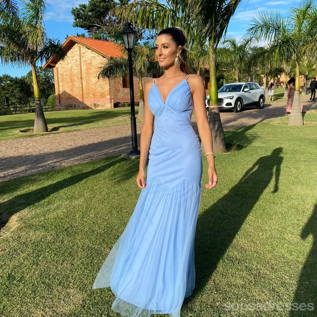 Elegant Blue Mermaid V-neck Long Party Prom Dresses Ideas,Evening Gowns,13741