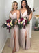 Sexy Mermaid Spaghetti Straps Side Slit Maxi Long Bridesmaid Dresses For Wedding Party,WG1818
