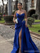 Sexy Blue A-line High Slit Long Party Prom Dresses Ideas,Evening Gowns,13683