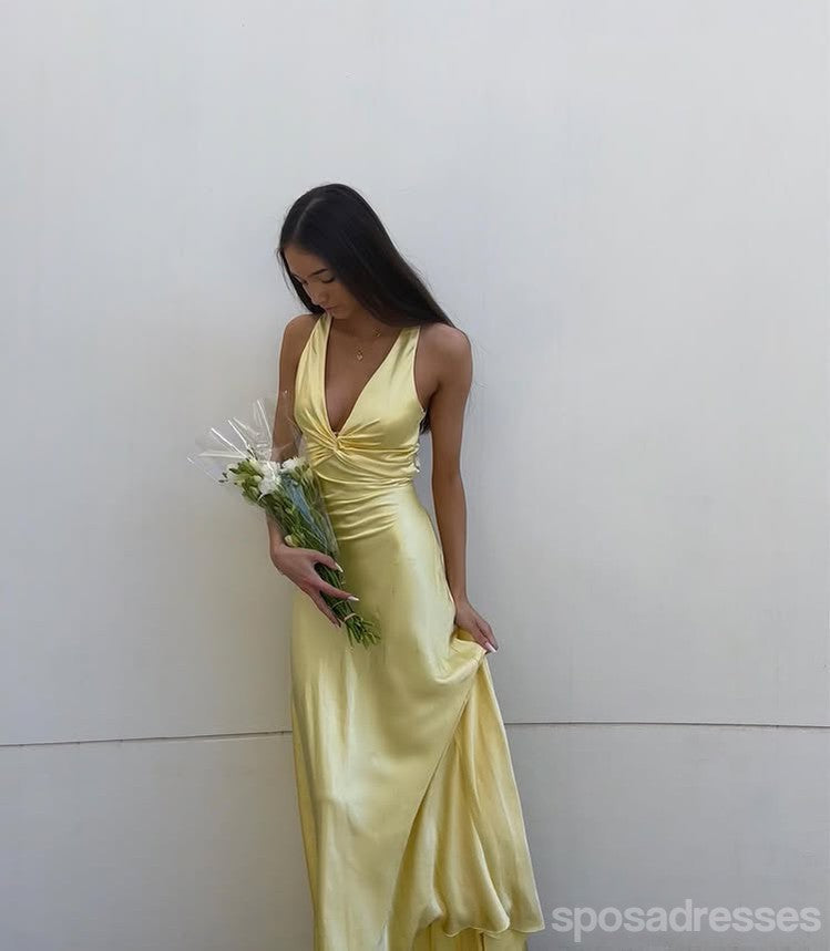 Sexy Yellow Mermaid V-neck Long Party Prom Dresses Ideas,Evening Gowns,13841