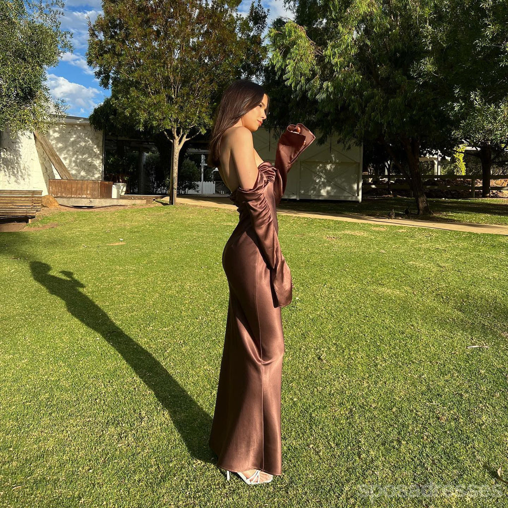 Sexy Brown Mermaid Off Shoulder Long Party Prom Dresses Ideas,Evening Gowns,13712